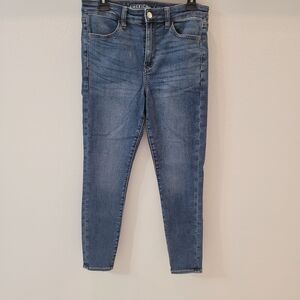 American Eagle Outfitters Women's Blue Jeans Higt Rise Jegging Size 10 Short